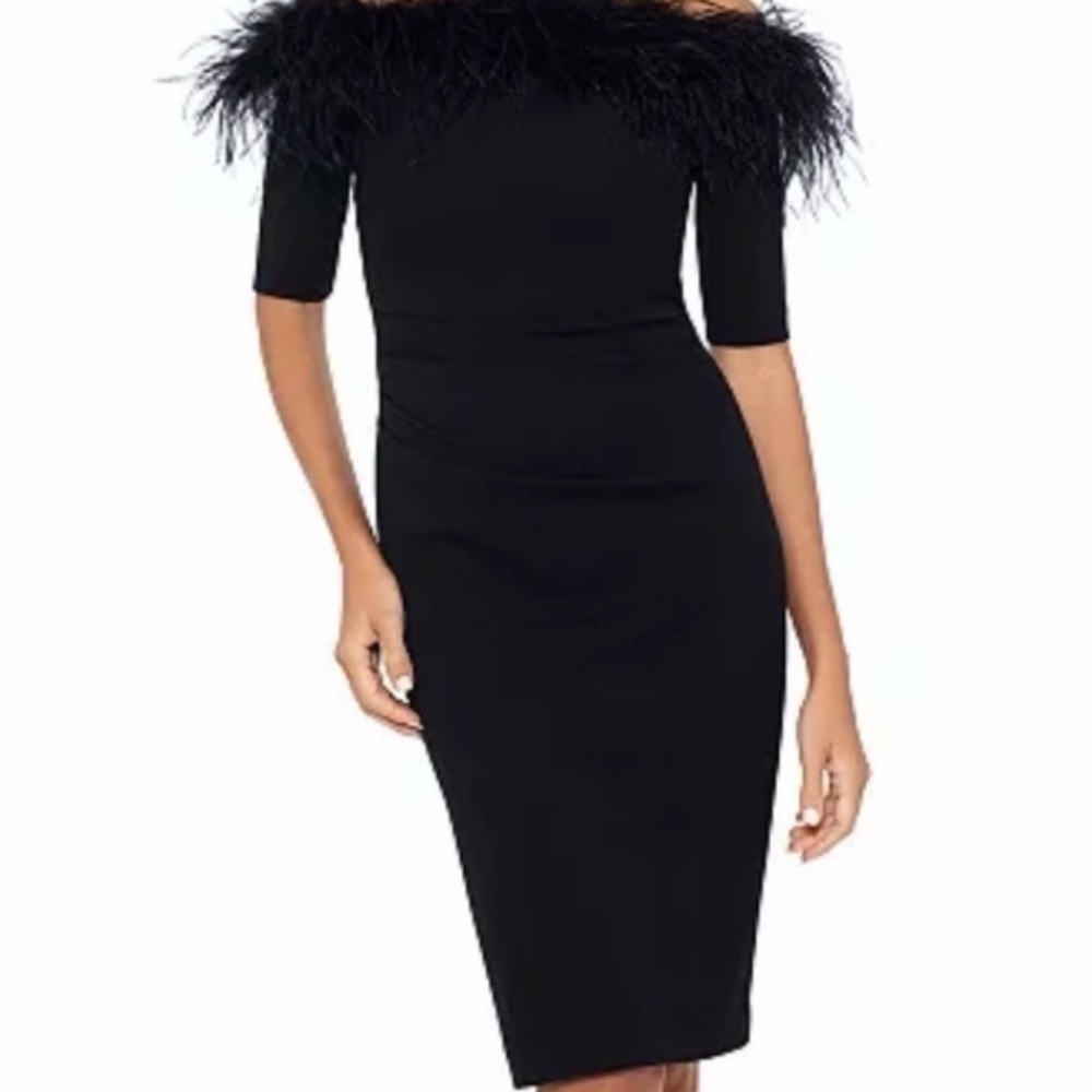 Xscape Elegant Black Off-Shoulder Dress